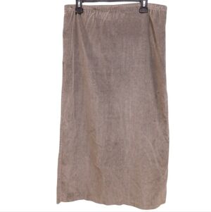 Orvis Vintage Pull On Velvet Velour Tan Long Skirt With Back Slit Size 10